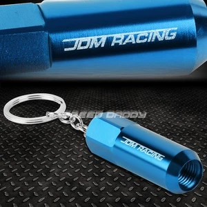 BABY BLUE ANODIZED ALUMINUM RACING AUTO CAR WHEEL LUG NUT CHARM KEY CHAIN RING - Picture 1 of 5
