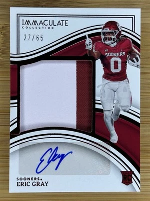 2023 Immaculate Collection Eric Gray Autograph RC Auto #/65 RPA 2 Color Patch - Image 1 of 2