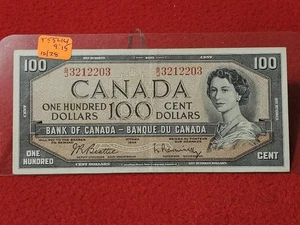 PICKERS DELIGHT 1954 Bank of Canada banconota da 100 dollari scegli BC-43b CIRC/XF #T5544 - Foto 1 di 2