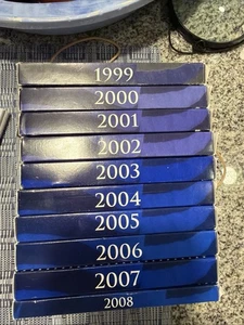 US Mint 10 Annual Proof Sets 1999-2008 104 Coins 2008 Is 25c Only No COA 2007 P2 - Picture 1 of 3