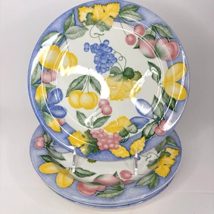 Set of 4 Furio Ceramica Quadrifoglio Italy Grapes Cherry 10.25” Dinner Plates - Picture 1 of 16