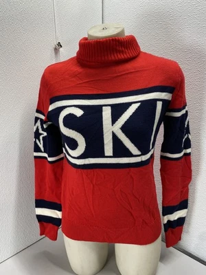 Suéter de cuello alto de lana merino glaciar Perfect Moment para mujer talla S rojo, azul marino Foto 1 de 4