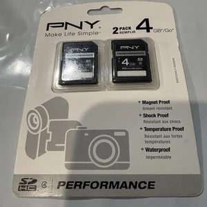 2 Pack 4GB PNY Performance SD Memory Card SDHC HD Video New Factory Sealed - Picture 1 of 6
