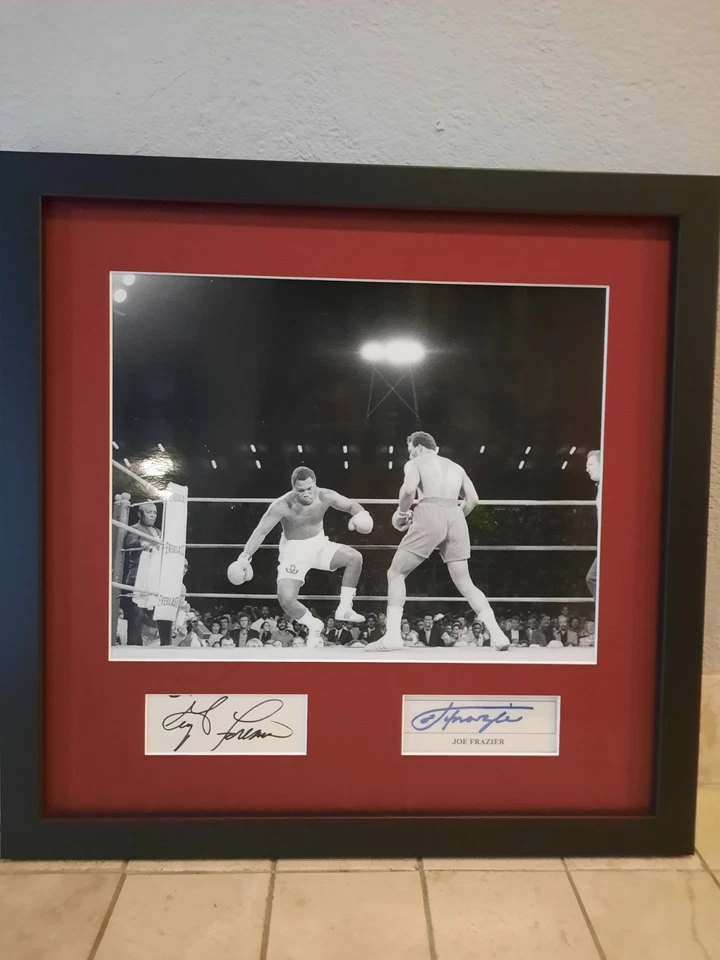 George Foreman & Joe Frazier Dual Signed Custom Framed - Image 1 of 4