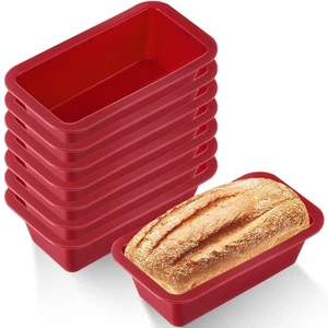8 Pcs Silicone Mini Loaf Pan Silicone Bread Loaf Pan Rectangle Baking Molds N... - Picture 1 of 7