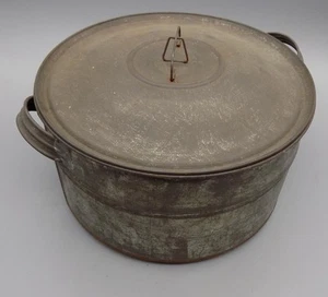 New Kink Antique Galvanized Boiler Steamer Pot 6pc. W/Lid & 3 Tins 1890's? Decor - Picture 1 of 1