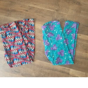 Lularoe Lot of 2 Tall Curvy Disney Mickey Mouse Novelty Leggings TC One Size - Picture 1 of 7