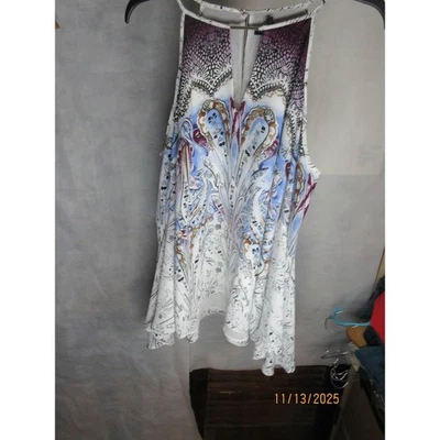 Camiseta sin mangas WHITE HOUSE BLACK MARKET estampado cachemir cuello halter talla 2 Foto 1 de 4