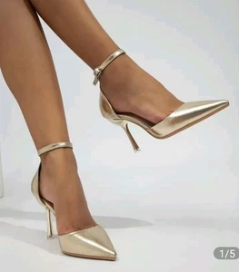 Damenschuhe goldfarben Knöchelriemen Größe 6 - Bild 1 von 5