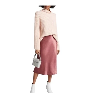 Falda midi satinada Victoria’s Secret rosa polvorienta talla L nueva con etiquetas fluida femenina - Imagen 1 de 6