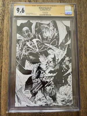 BATMAN/SPAWN #1 (2023) 1:100 JIM LEE BLACK & WHITE VARIANT CGC 9.6 Signed - Image 1 of 3