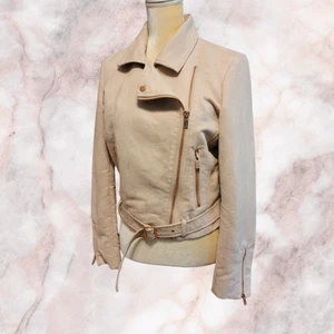 LC LAUREN CONRAD RUNWAY MOTO BIKER JACKET COAT Size 12 Asymetical zip T21 - Picture 1 of 12