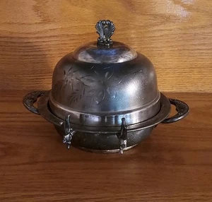 VTG Westminster Heavy Silver Plate Butter Dish 5×7×6"dia 3 Pc Set B14 Stamp - Picture 1 of 14