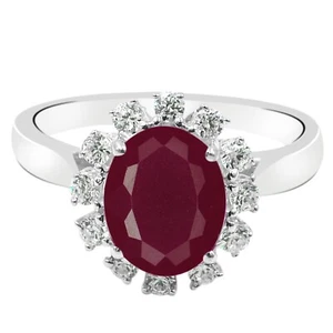 1.55Ct Oval Shape AA Grade Natural Burmese Red Ruby Ring In 925 Sterling Silver - Bild 1 von 4