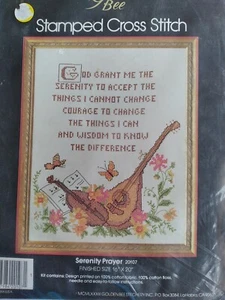 Serenty Prayer Religious STAMPED Cross Stitch Pattern KIT 16x20 - Picture 1 of 3