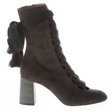 CHLOE' scarpe donna women shoes Stivaletto Harper in camoscio nero carbone lacci