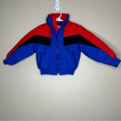 90s Club Fred Vintage Boys Girls Zip Up Insulated Nylon Jacket Size 4T Multi - Image 1 of 4