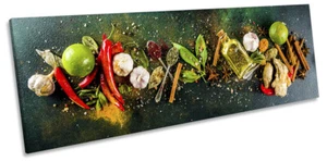 Herb Spices Ingredients Kitchen PANORAMA CANVAS WALL ART Picture Multi-Coloured - Picture 1 of 1