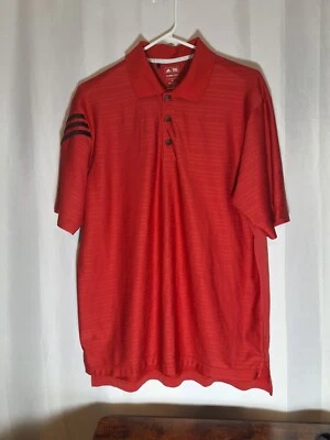 Camisa Polo Adidas Golf Climacool Para Hombre Talla Mediana Roja con Rayas Negras Foto 1 de 4
