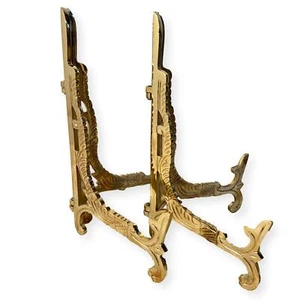 Pair of Large 10 inch Metal Easel Brass  Finish | Plate holder | Display Stand - Picture 1 of 8