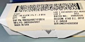 (94 PCS) RNC55H8871FSB14, VISHAY, RES 8.87K OHM 1/8W 1% AXIAL - Picture 1 of 1