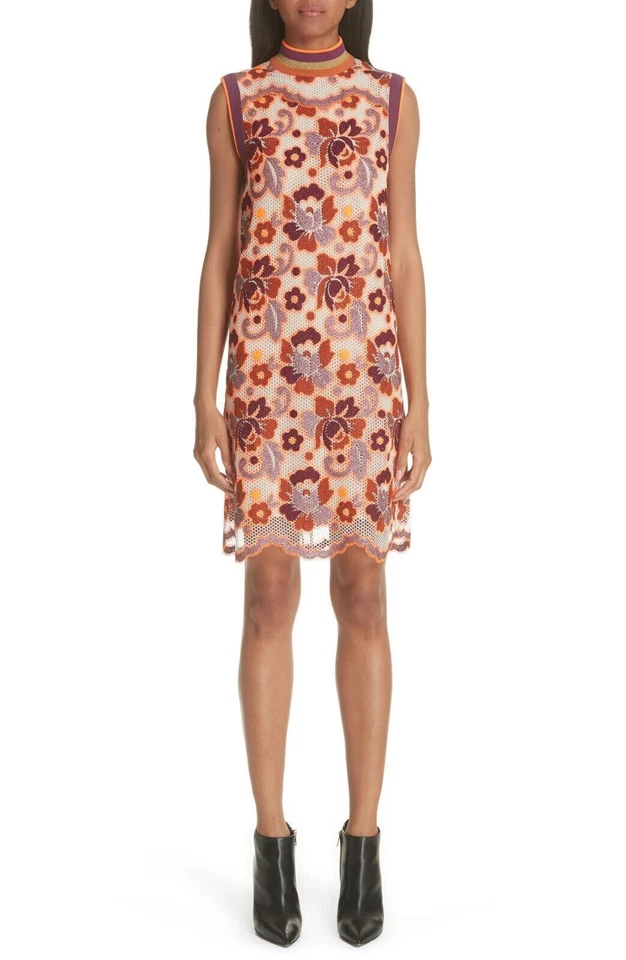 Burberry Edna Women's Floral Crochet Shift Dress Orange Size IT 36 / US 2