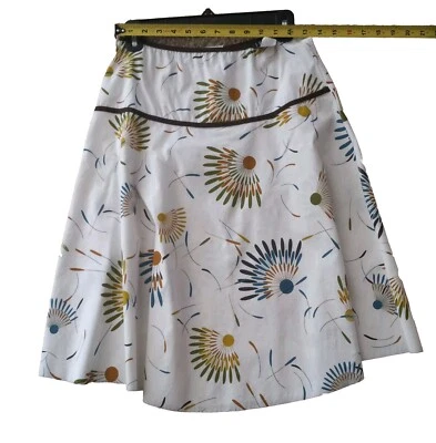 JKLA white floral skirt size M Made in USA vintage white brown - Image 1 of 4