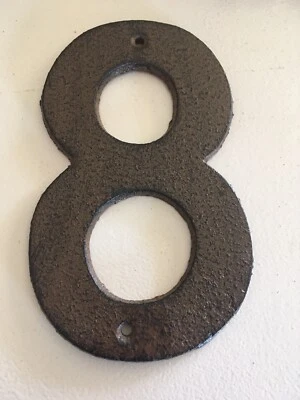 Large Cast Iron Rustic Brown No.8 House Number - House Fence Letterbox - 160mm - image 1 of 3