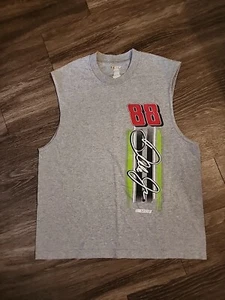 Vintage XL NASCAR Dale Jr. Gray Mountain Dew Racing Tank Top Back Front Print - Picture 1 of 6