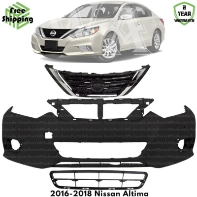 Front Bumper Cover Fascia & Grille Assembly Kit For 2016-2018 Nissan Altima Foto 1 de 4