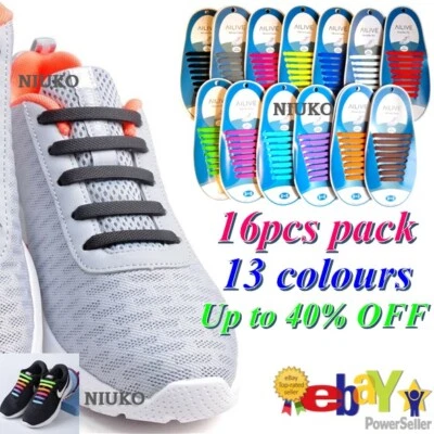 Shoe Laces Silicone Elastic No Tie Easy Rubber Adult Shoelaces Women Men Boots - Image 1 of 4