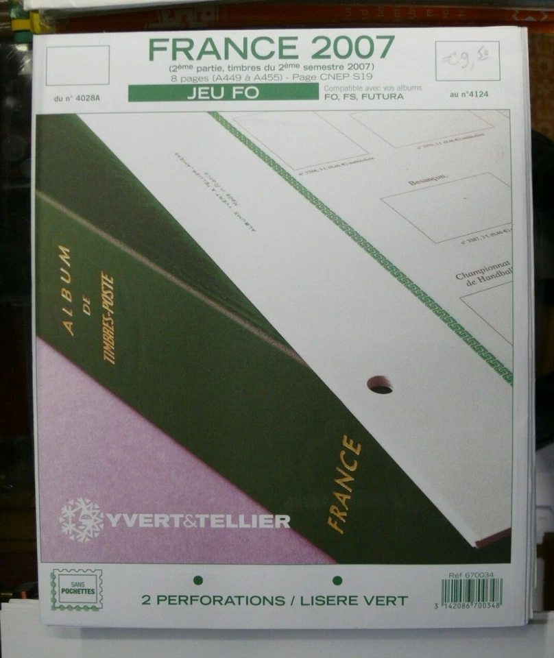 YVERT ET TELLIER : 2007 FEUILLES COMPLEMENTAIRES 2ème PARTIE - FO CADRE VERT