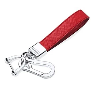  Genuine Leather Car Keychain,Universal Heavy Duty Metal Key Chain Red - Picture 1 of 7
