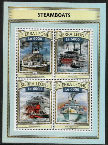 Sierra Leone #4007 Mint Never Hinged Sheet - Steamboats Cover