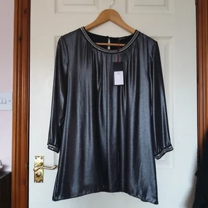 Klass Size 20 Top Occasion Smart Shiny Metallic Silver - Picture 1 of 8