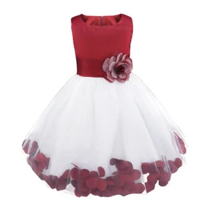 UK Kids Flower Girls Wedding Gown Dress Bridesmaid Party Pageant Princess - Picture 1 of 45