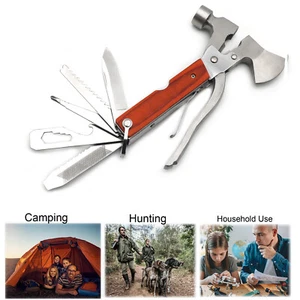 Multi function Outdoor Camping Emergency Survival Tools Axe Hatchet Hammer Plier - Picture 1 of 8