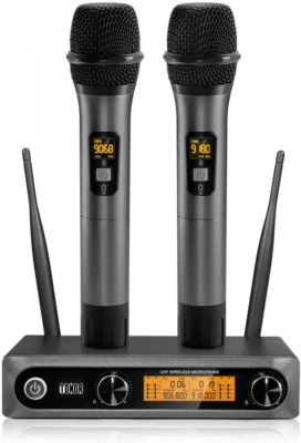TONOR Wireless Microphone,Metal Dual Professional UHF Cordless Dynamic Grey - Image 1 of 4