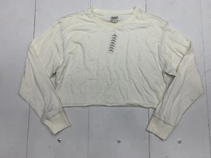 BDG Womens White Long Sleeve Crop Shirt Size Large - Picture 1 of 6