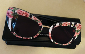 DOLCE & GABBANA Butterfly Sunglasses With Stripe & Rose Print In Stripe