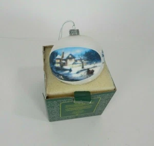 Thomas Kinkade Christmas Glass Ornament "Moonlit Sleigh Ride" 2004 - Picture 1 of 7