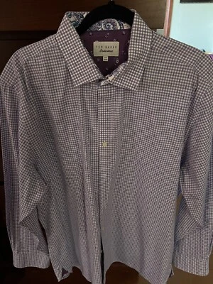 Camisa de algodón TED BAKER Endurance manga larga abotonada púrpura talla 32/33 Foto 1 de 4