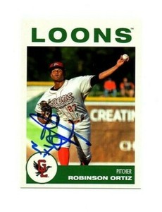 Robinson Ortiz 2019 Great Lakes Loons autographed signed team set card c