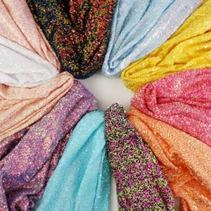 1Yard DIY Sparkly Glitter Sequin Fabric for Wedding Dress Clothing Sewing Fabric - Picture 1 of 43