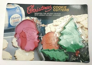 De colección Pillsburys Mejor Cortador de Galletas de Navidad Juego en Tarjeta Plástico Árbol y Papá Noel - Imagen 1 de 3