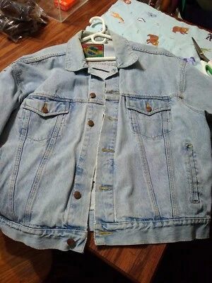VTG 80s DENIM JACKET SIZE XL  Structure PRAY Eagle  missing  buttons - Image 1 of 4
