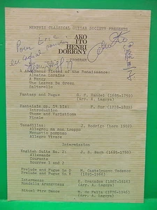 Ako Ito & Henri Dorigny Autographed Concert Hand Bill Memphis TN 1970's Signed - Picture 1 of 3