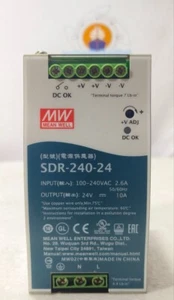MEAN WELL SDR-240-24 24V 10A SINGLE OUTPUT DIN RAIL POWER SUPPLY SDR24024 - Picture 1 of 7