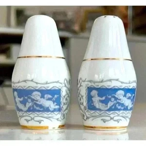 Pair of Antique Coalport Revelry Blue, White and Gold S+P Shakers - Picture 1 of 11