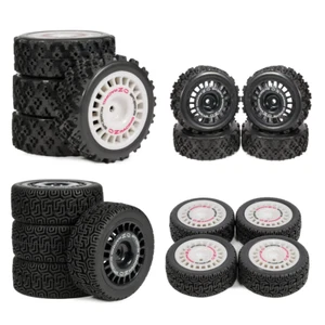 Rally Tires &Wheels Rim Set For 1/10 Tamiya TT02 TT-01 XV01 PTG-2 DF-03 Racing - Picture 1 of 23